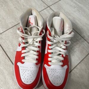 Red and White High-Top Sneakers